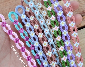 Flower chain bracelet, flowers chain bracelet, colorful  flower chain handmade friendship bracelet, friendship bracelet, flower bracelet