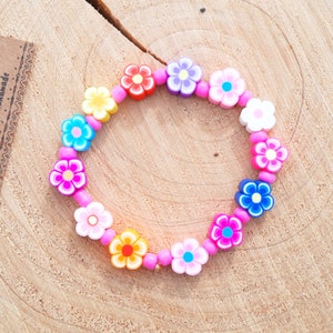 Fimo flower Bracelet, Fimo flower Jewellery, Fimo beaded bracelet, multicolor bracelet, adult for bracelet, flower bracelet, flower gift
