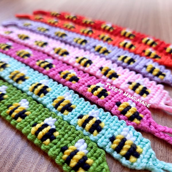 Bee Bracelet, Bee Bracelet Woven, Friendship Bracelet, Bee Jewelry, Bee Friendship Bracelet, Bee, Woven Bracelet, Animal Bracelet, Bee Happy