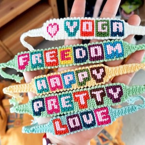 Custom Name Bracelet, Custom Name Friendship Bracelet, Name Bracelet Woven, Custom Text Bracelet, Bff Bracelet, Wristband LOVE Bracelet, Bff