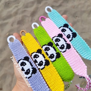 Panda Armband, Panda Armband gewebt, Panda, Handgefertigtes Panda Armband, Panda Freundschaftsarmband, Bunte Panda Armbänder, Panda Geschenk