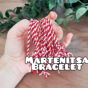 Bracelet Martenitsa, Tradition bulgare, Journée Baba Marta, Bracelet Rouge et Blanc, Bracelet fait à la main, Bijoux Bonne Chance, Bracelet Ajustable