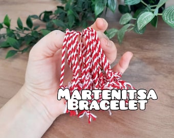 Martenitsa Bracelet, Bulgarian Tradition, Baba Marta Day, Red and White Bracelet, Handmade Bracelet, Good Luck Jewelry, Adjustable Bracelet