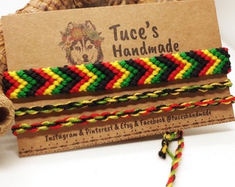 Bracelet Brésilien Rasta Reggae - Couleurs Vert, Rouge, Jaune, Noir - Neuf Sans Emballage
