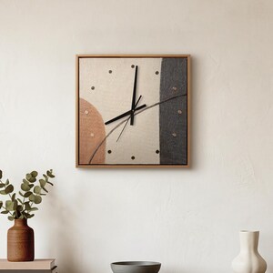 Handpainted Wall Clock 35x35 | Abstract Geometric Earth Terracotta Boho | handmade boho clock YS-Art
