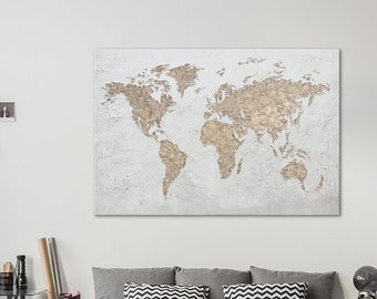 Acrylic painting on canvas World map Wall decor by YS-Art