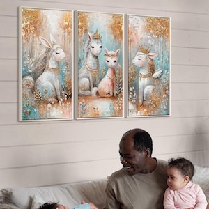 Arte mural infantil con unicornios de cuento de hadas | Decoración de habitación infantil con dinosaurios | Decoración para muebles de guardería | Arte infantil para recién nacidos