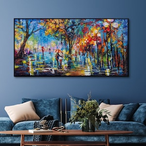 Acrylic painting on canvas, Modern Art Canvas Painting, Large landscape painting, Abstract landscape painting in frame, Home decor