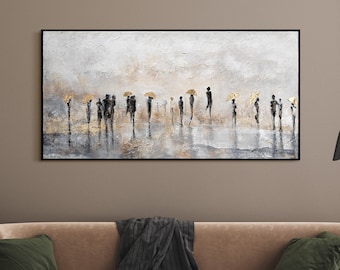 Decoração de parede, pintura abstrata pintada à mão, quadro pintado à mão sobre tela, pintura acrílica sobre tela, pintura com moldura