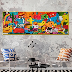 Peintures peintes à la main sur toile Art moderne de la dopamine | Peinture acrylique abstraite colorée | Peinture murale du salon | Cadeau pour belle-soeur