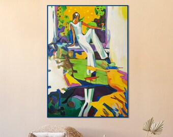 Abstract Painting "The Moment of Inspiration" - Elegant Female Silhouette, Modern Wall Art for Stylish Home Decoration