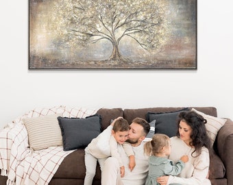 Quadro Dipinto A Mano 'L'albero Della Ricchezza' Di YS Art: Arte Originale Su Tela, Porta Fortuna E Benessere Per La Casa, Pronto Da Appendere - 3