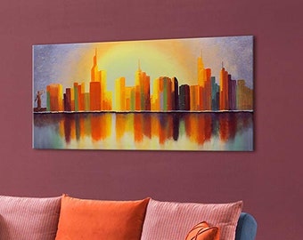 Abstracte wanddecoratie woonkamer, handgeschilderde schilderijen kunstwerken, landschapsfoto's acrylschilderij, foto's op canvas voor de woonkamer