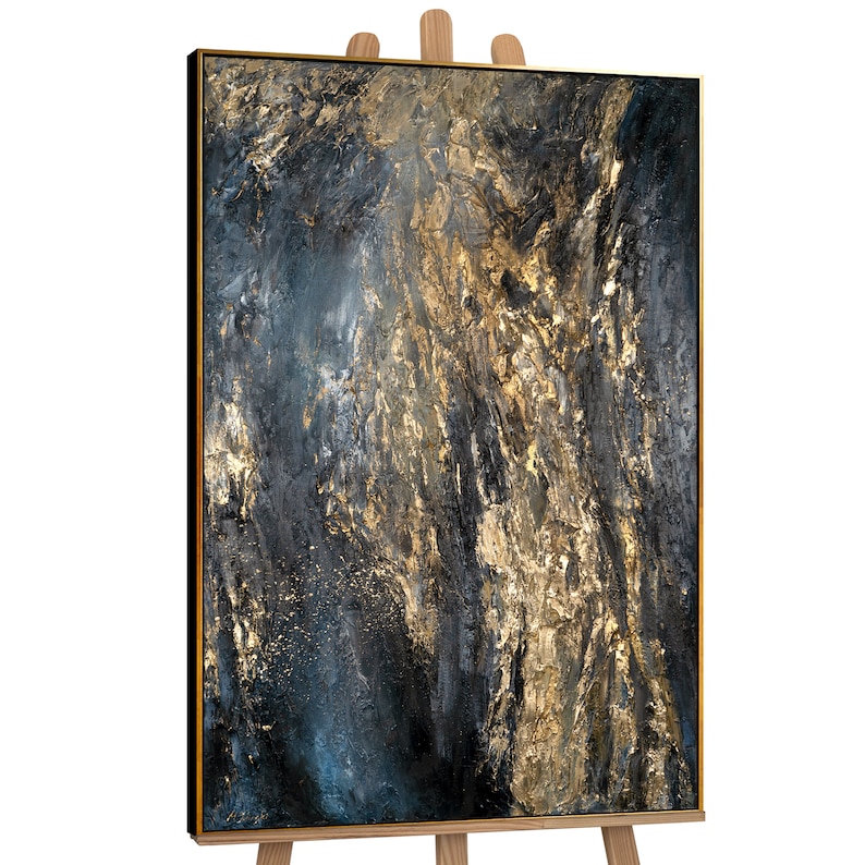 Handgemaltes abstraktes Gemälde für Wohnzimmer Wanddekoration, ideal zur Schaffung einer modernen und eleganten Wohnatmosphäre, perfekte Wandkunst für zeitgenössische Innenarchitektur und Kunstliebhaber.gerahmtes Bild
