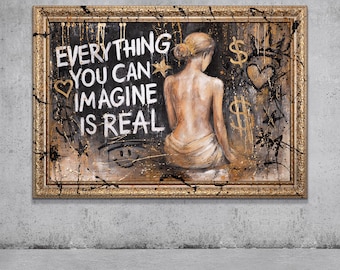 Office  Acrylic painting on canvas Framed motivational Wall art in Gold Black tones with Women
