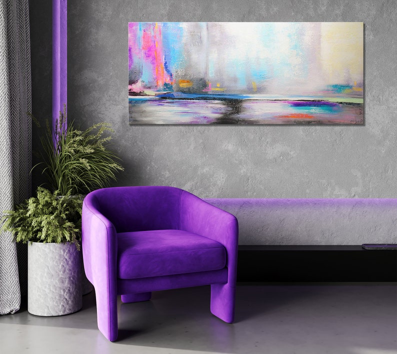 Abstract wall picture decoration living room, Hand-painted paintings artworks, Landscape pictures acrylic painting, Pictures on canvas for living room image 3