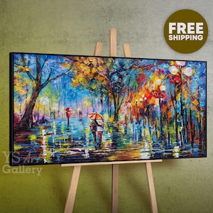 Framed landscape painting, Canvas wall art, Handpainted painting on canvas original landscape, Abstract painting, Wall art framed