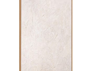 Original Beige Abstract Painting, Textured Acrylic Canvas with Frame, Neutral Hand-Painted Wall Art