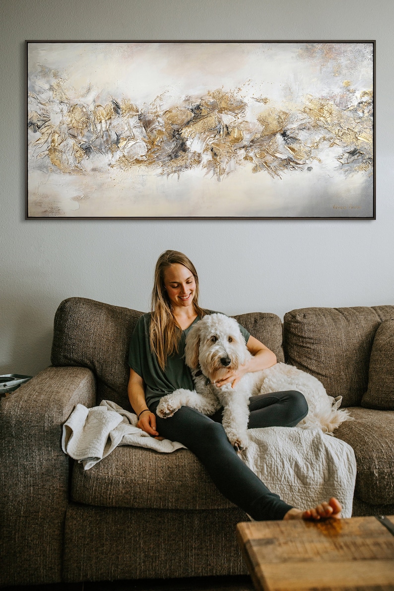 Stilvolle Wanddekoration für Wohnzimmer, handgemaltes abstraktes Gemälde, modernes Kunstwerk zur Schaffung einer eleganten und zeitgemäßen Wohnumgebung, ideal für Kunstliebhaber und Fans der modernen Innenarchitektur.gerahmtes Bild