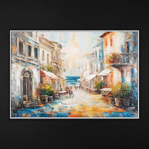 Tableau peint à la main pièce unique originale avec cadre | Peinture acrylique abstraite originale propriété urbaine confortable | Grande décoration murale de bureau