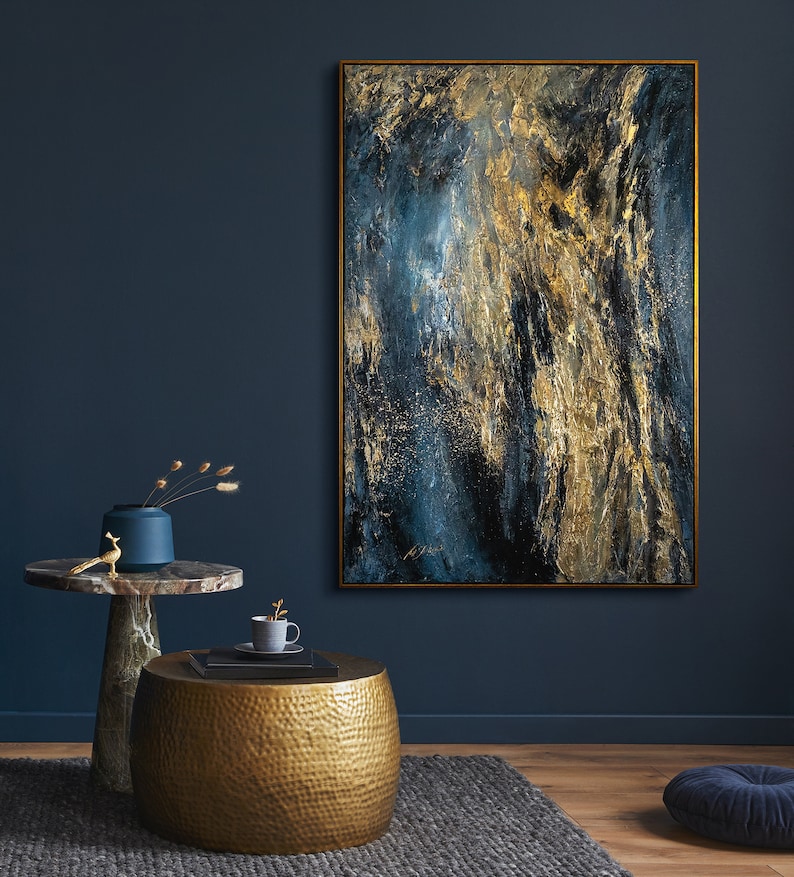 Modernes abstraktes Gemälde für Wohnzimmer Wanddekoration, handgemaltes Kunstwerk zur Schaffung einer stilvollen und eleganten Wohnumgebung, geeignet für zeitgenössische Wohnkultur und Kunstliebhaber.gerahmtes Bild