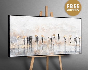 Large abstract painting with black frame, Handmade textured painting, Library wall art, Best handwriting gift, Artwork original, Lawyer gift