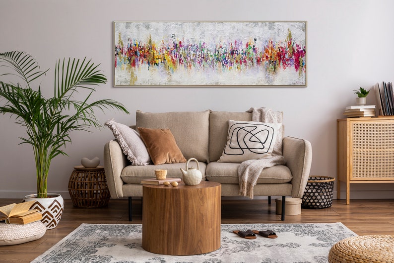 Wohnzimmer Wanddeko mit handgemaltem abstraktem Gemälde, modernes Kunstwerk zur stilvollen Dekoration von Wohnräumen, ideal für Kunstliebhaber und die Schaffung einer eleganten und zeitgemäßen Wohnumgebung.gerahmtes Bild