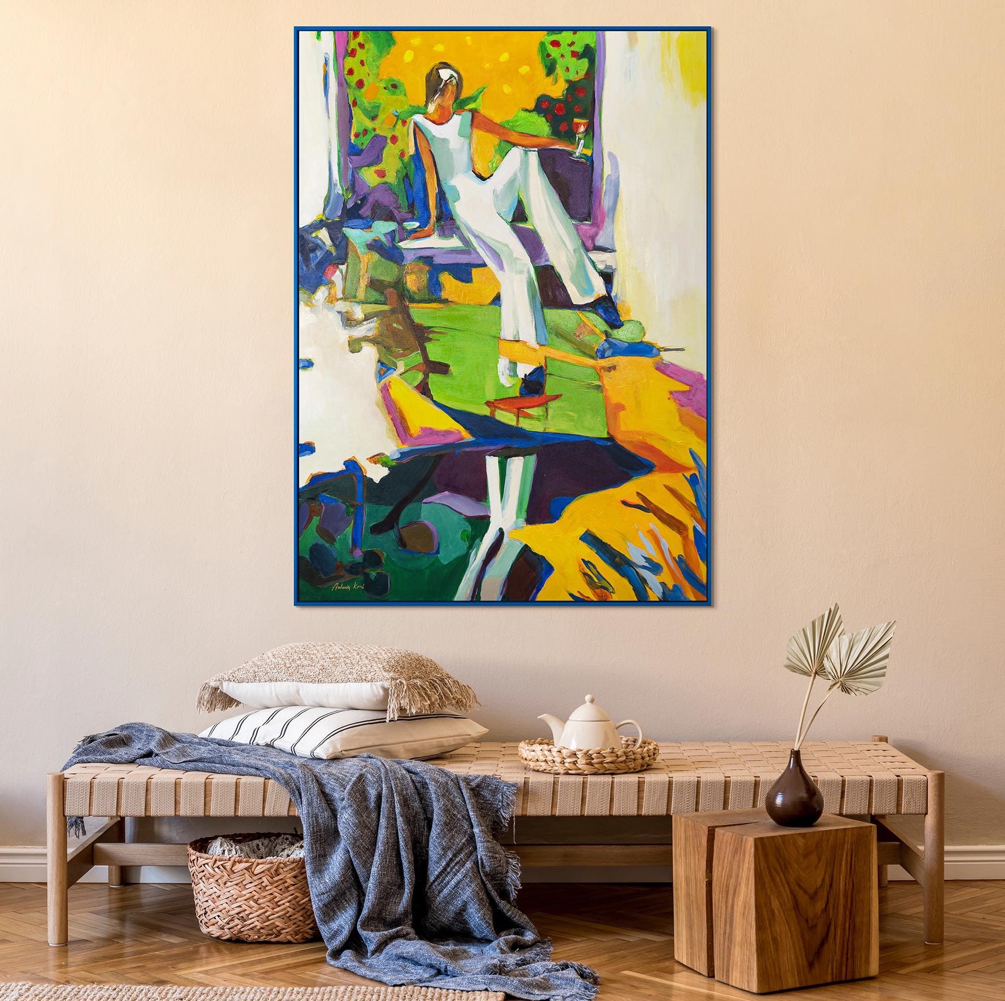 Acrylic on Canvas Abstract Female Art | Colorful Hand-Painted Original Painting | Modern Wall Decor for Office | Gift for Sister