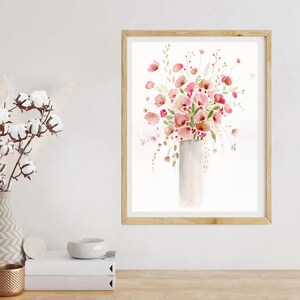 Watercolor Flowers Painting, Digital download - Floral Bouquet -  Flower Wall Art - , Floral Painting, Watercolor Print