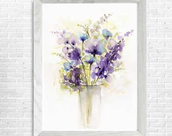 Original Wild Flowers Painting, Not a Print, 11"x15", Botanical art, Wall decor, Watercolor art, Watercolor painting