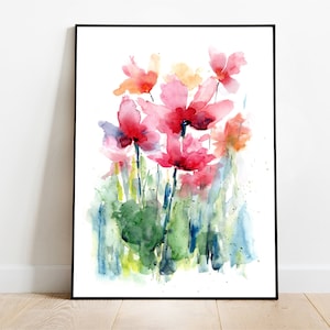 Flowers painting original, 11&quot;x15&quot;, Abstract flowers, Modern art, Wall decor, Watercolor art, Watercolor painting