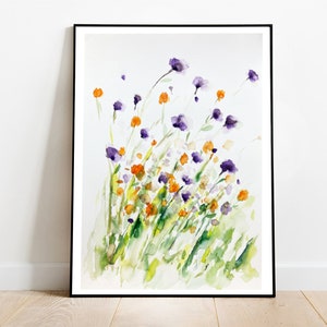 Wild Flowers Original painting, abstract, Not a Print, 18&quot;x12&quot;, Modern art, Wall decor, Watercolor art, Watercolor painting