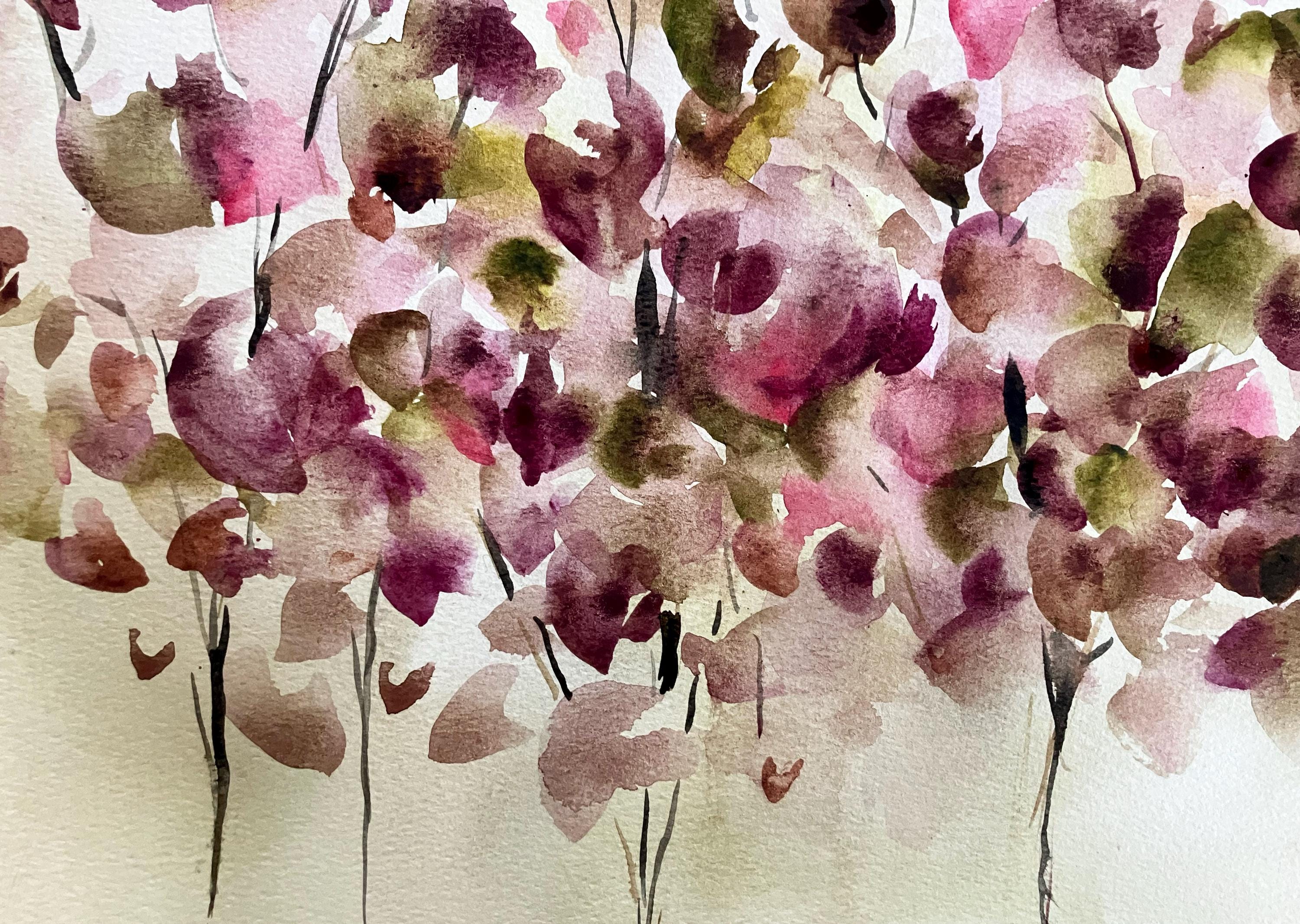 Abstract flowers painting, Original painting, 24