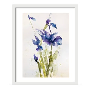 Abstract Painting flowers, Valentine&#39;s present, Art for sale, Original artwork, blue flowers, 11&quot;x15&quot; Unique piece