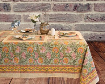 Floral Block Tablecloth - Etsy