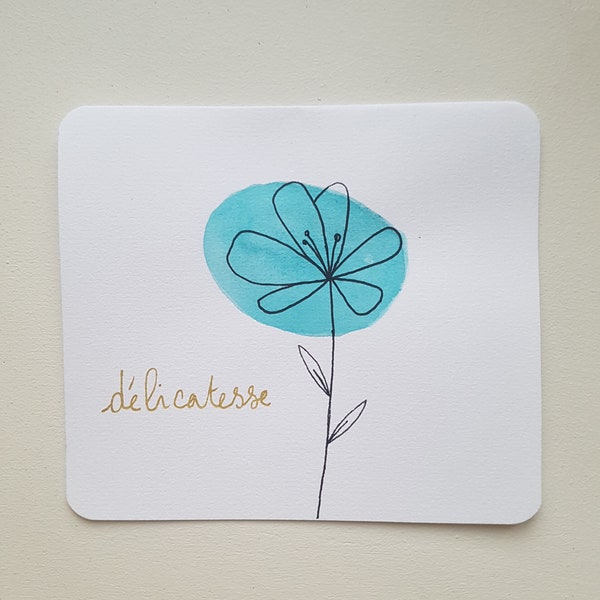 Cartes Aquarelle double - Fleur - Délicatesse -DansMaCabane - Fait main -  DansMaCabaneAtelier