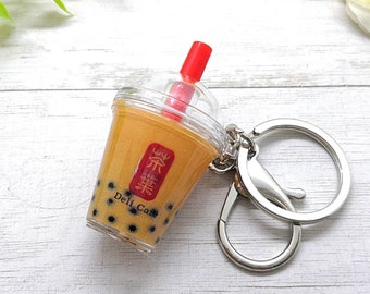 Thai Boba Milk Tea Keychain Car Vent Clip Cute Car Accessory Christmas Birthday Anniversary Gift for Women Men Mom Teen