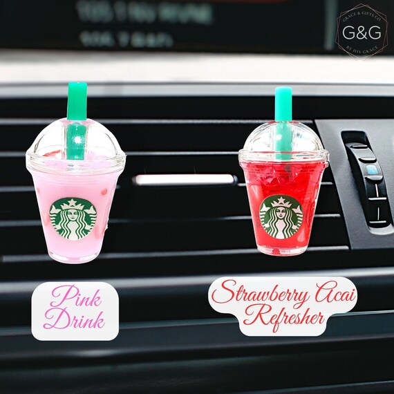Starbucks Strawberry Acai Refresher Pink Drink Car Vent Clip Air  Fresheners, Starbucks Cup Cute Car Accessory, Personalised Gift for Him Her  