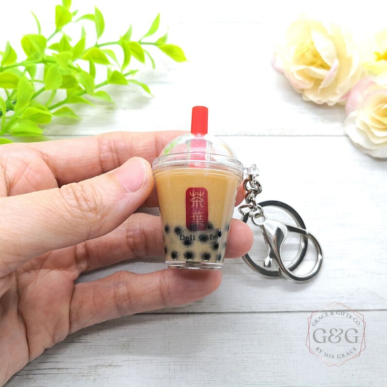 Bubble Tea Keychain Boba Tea Key Ring Bag Charm Car Accessory Etsy