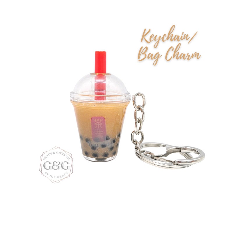 Bubble Tea Keychain Boba Tea Key Ring Bag Charm Car Accessory Etsy