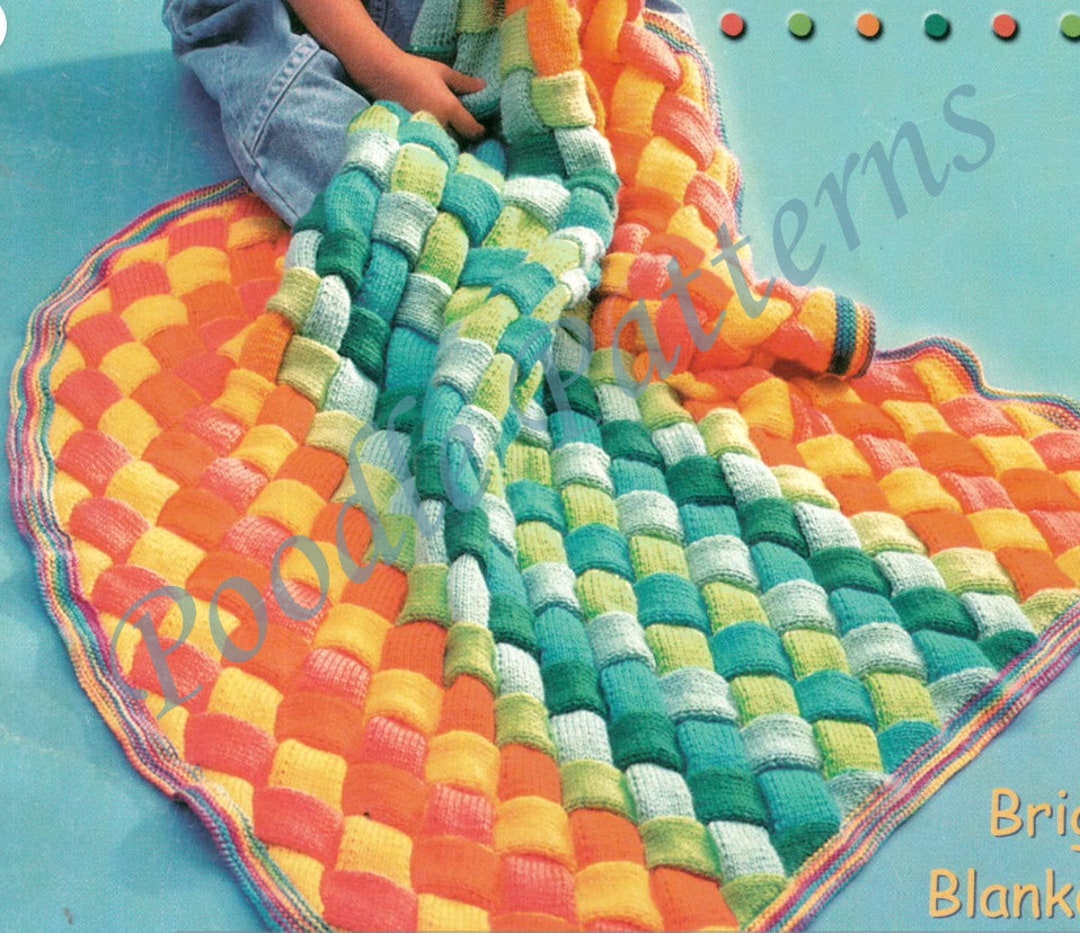KNITTING PATTERN Baby Blanket Cot Pram Cover Entrelac Heirloom DK
