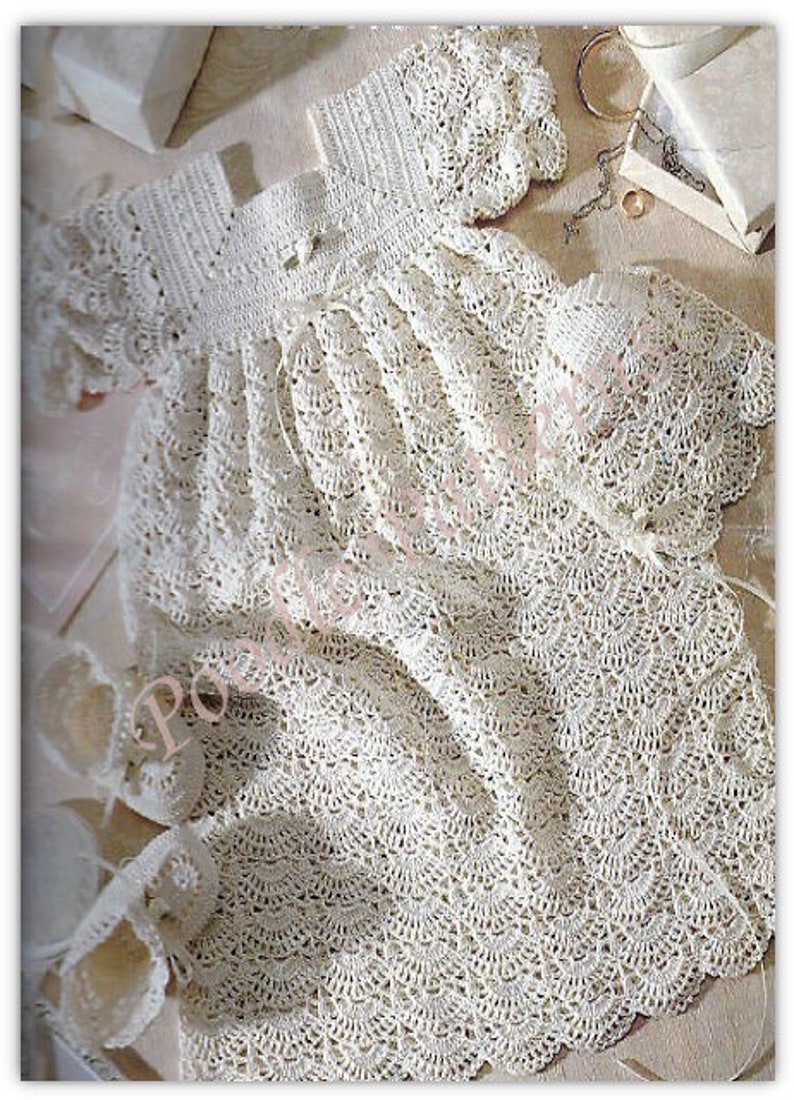 CROCHET PATTERN Baby Christening Gown Robe Dress Baptism Bootees