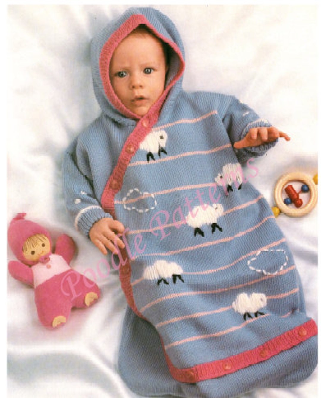 KNITTING PATTERN Baby Sleepsuit Papoose Bunting Nest Sleeping Etsy