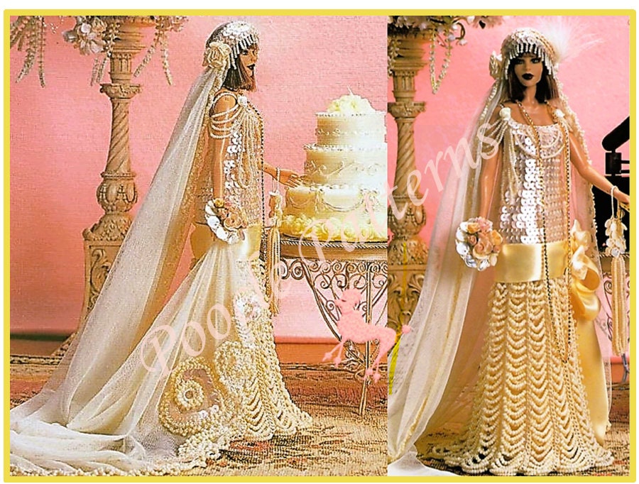 Crochet bride/wedding dress for Barbie (Portuguese/Spanish