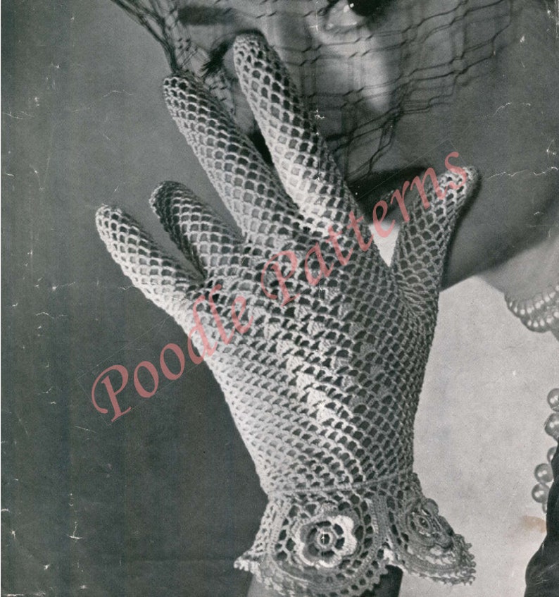 Original 30’s Fabulous Crochet 2tone Gloves - Brown and Cream