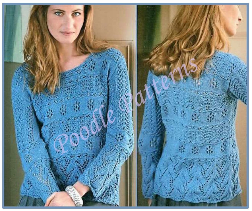 KNITTING PATTERN Ladies Loose Fit Jumper Summer Top Tunic Lacy PLUS
