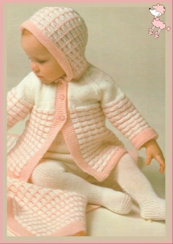 KNITTING PATTERN Baby Toddler Hooded Jacket Hoodie Checked Etsy UK
