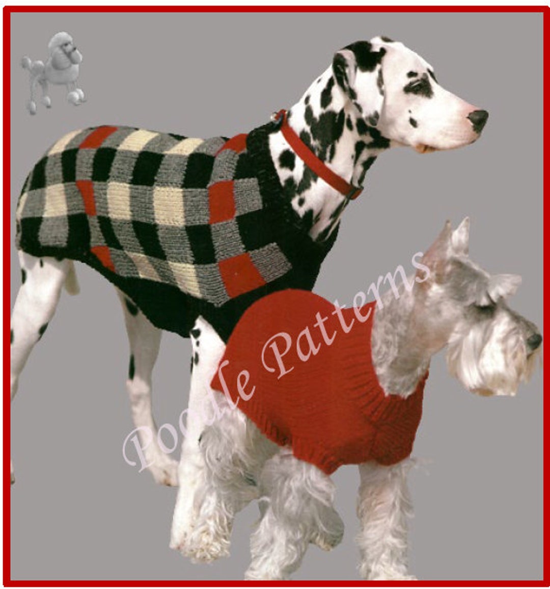 KNITTING Pattern Dog Coat Jacket Puppy Check Plain 1030 Inch Etsy