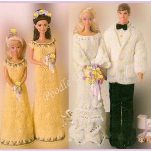 Knitting pattern Teenage 11-12" dolls Sindy Fashion Doll Wedding bridal dress bridesmaid groom DK light worsted prom evening gown trousers