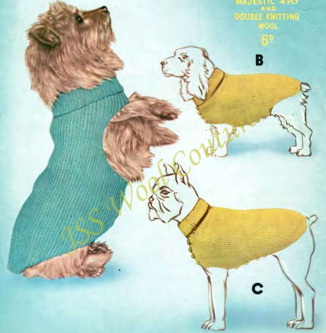 KNITTING Pattern Dog Coat Jacket DK Light Worsted and 4ply Etsy UK